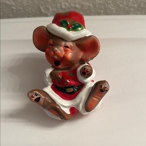 Festive Holiday Mouse Figurine in Red and White